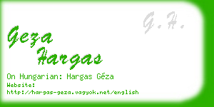 geza hargas business card