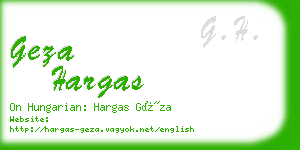 geza hargas business card
